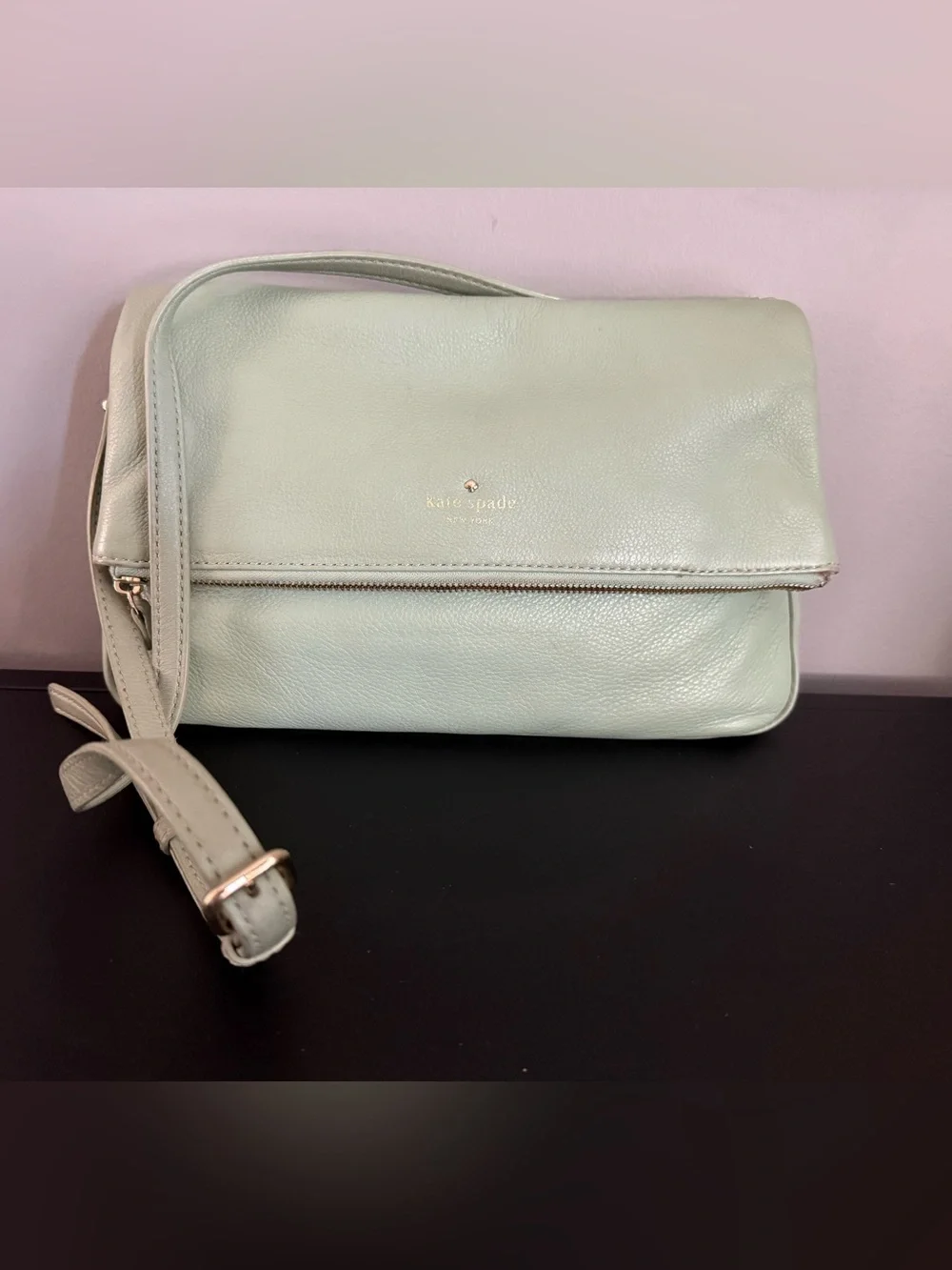 kate spade Mint Green Leather Crossbody with Gold-Tone Logo